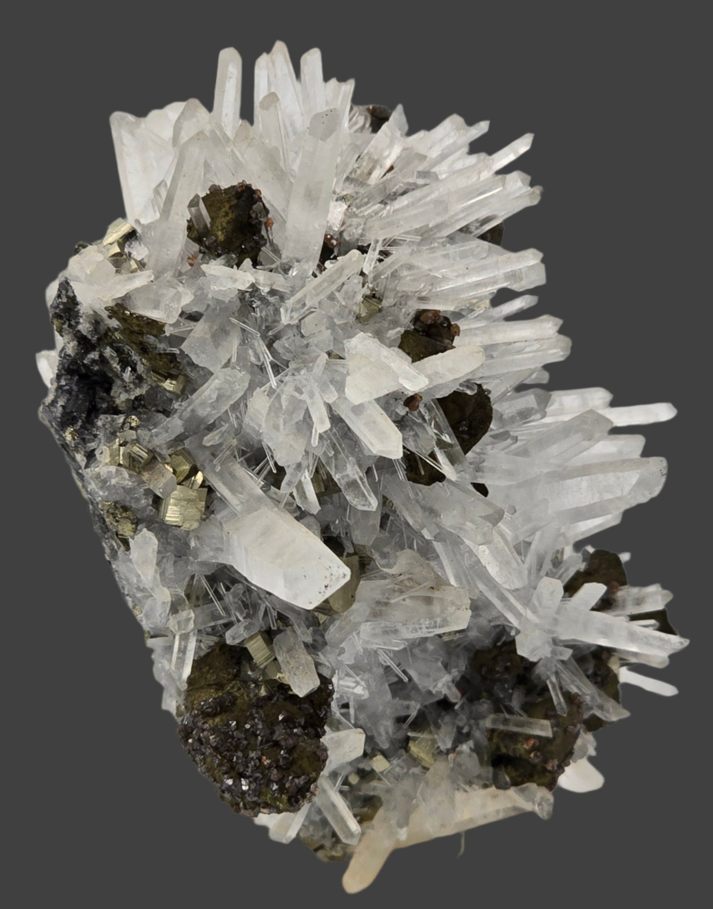 CHALCOPYRITE, PYRITE, SPHALERITE with QUARTZ SMALL CABINET
