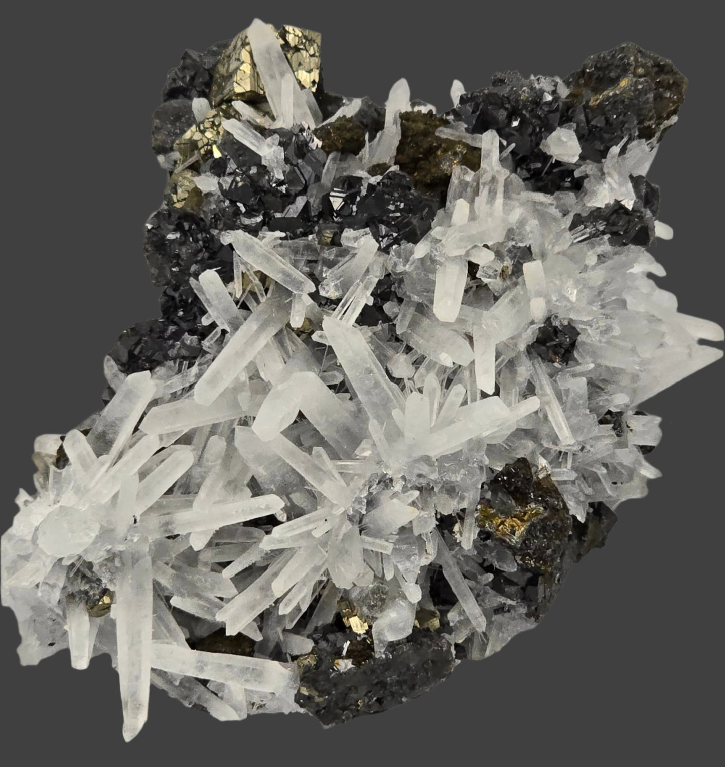 CHALCOPYRITE, PYRITE, SPHALERITE with QUARTZ (cabinet)