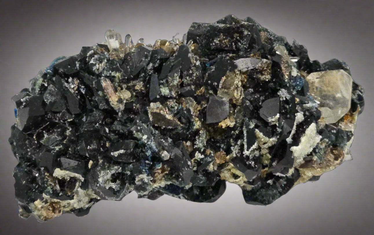 LAZULITE with GORMANITE (EXTREMELY RARE) with QUARTZ and CALCITE small cabinet