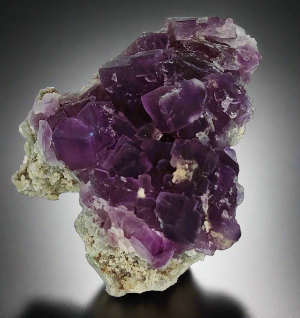 FLUORITE (DEEP PURPLE) on CALCITE (small cabinet)