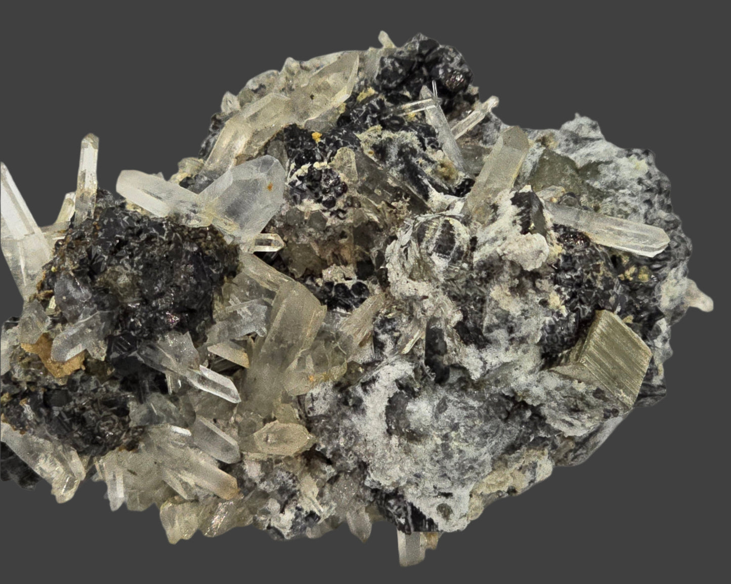 CHALCOPYRITE, PYRITE, QUARTZ (small cabinet)