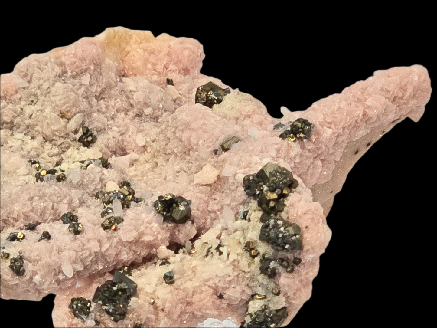 CHALCOPYRITE, RHODOCHROSITE, PYRITE, QUARTZ (Miniature)