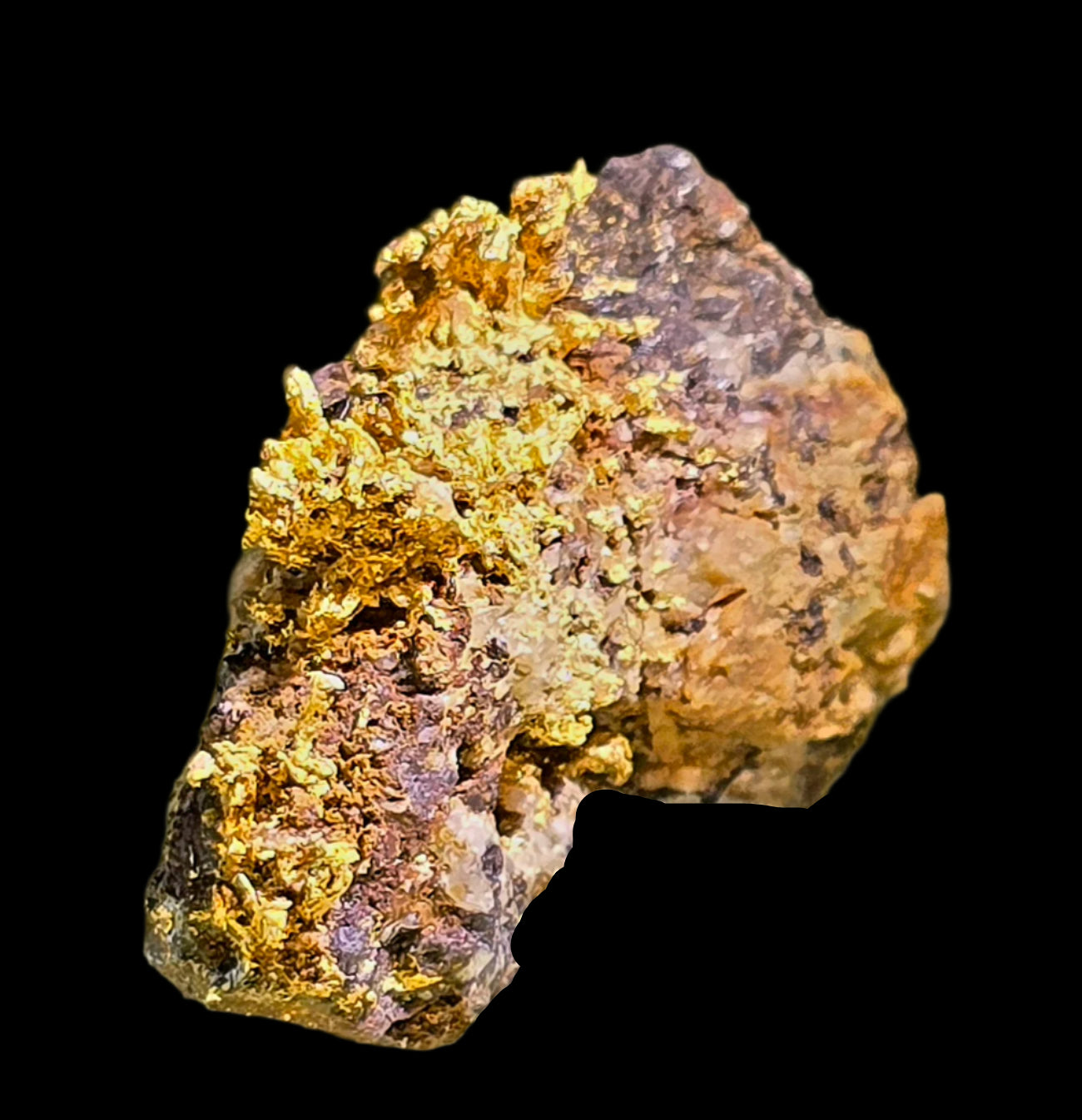 GOLD CRYSTALS ON IRONSTONE (minature with exceptional rare colors)