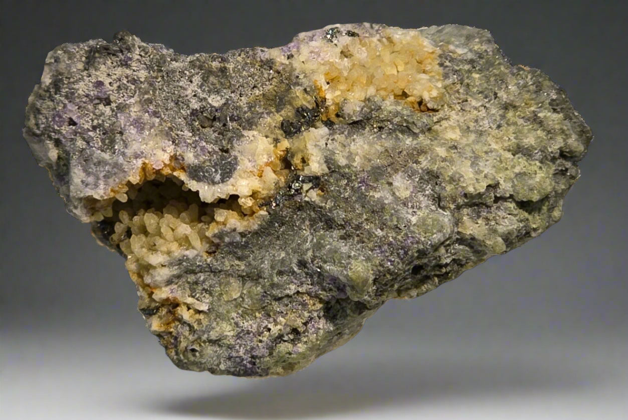 GOLD TELLURIDES on QUARTZ (miniature)