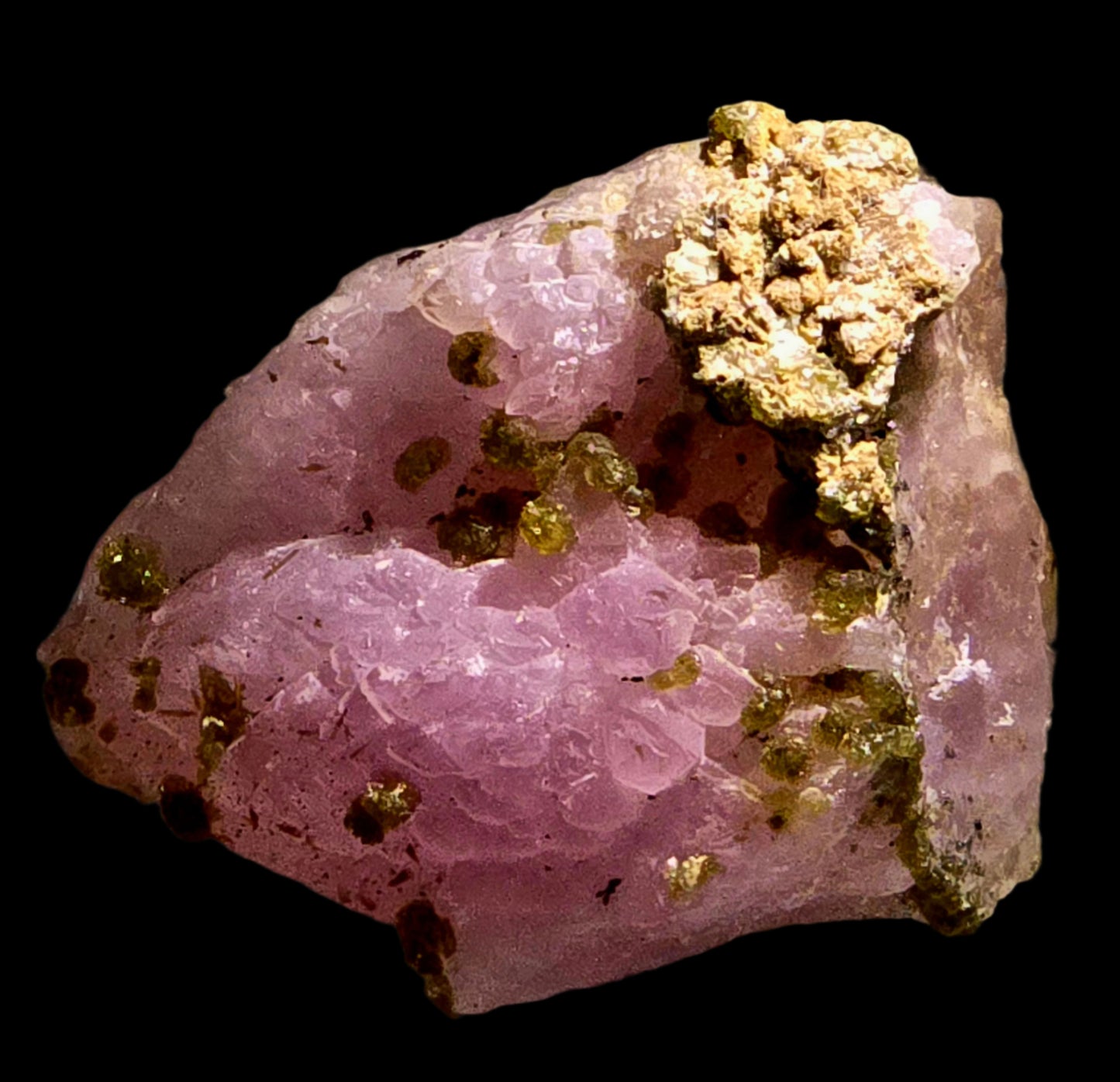 ZANAZZIITE, ROSE QUARTZ, ROSCHERITE (miniature)