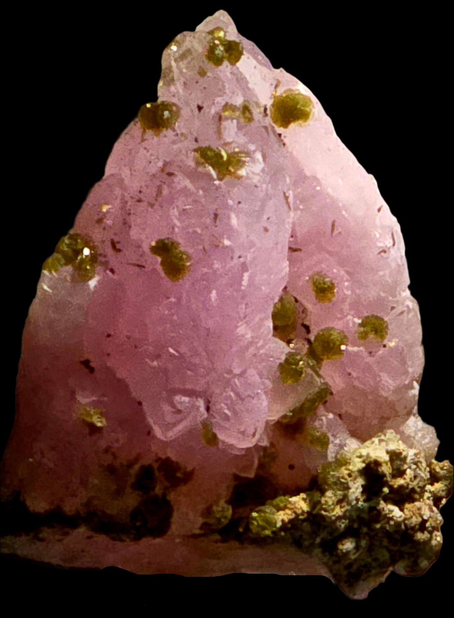 ZANAZZIITE, ROSE QUARTZ, ROSCHERITE (miniature)