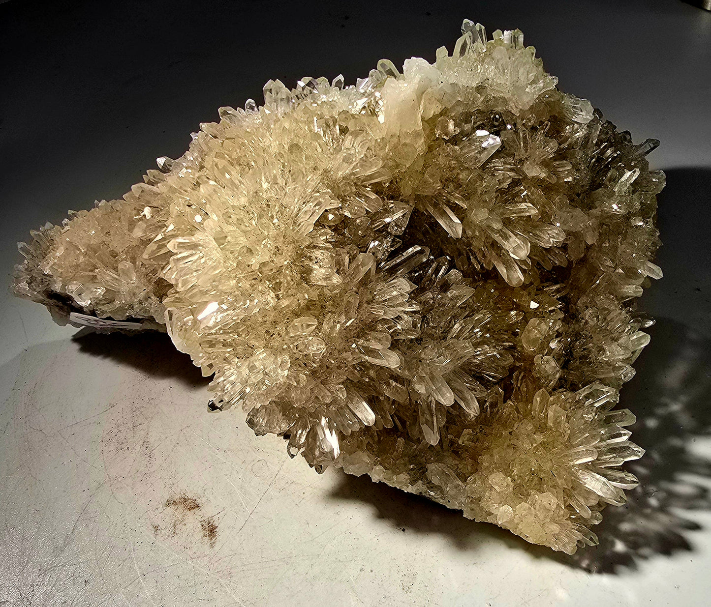 QUARTZ Crystal clear flowers of needle quartz (LARGE CABINET)