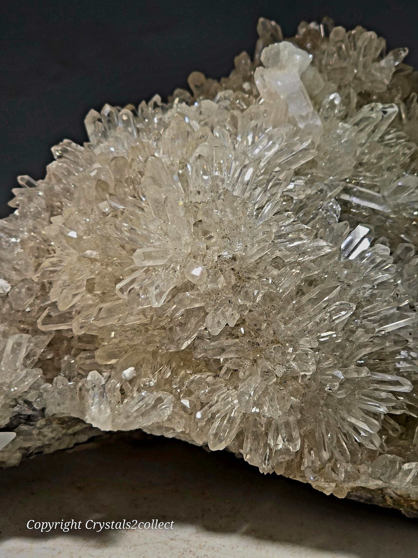 QUARTZ Crystal clear flowers of needle quartz (LARGE CABINET)