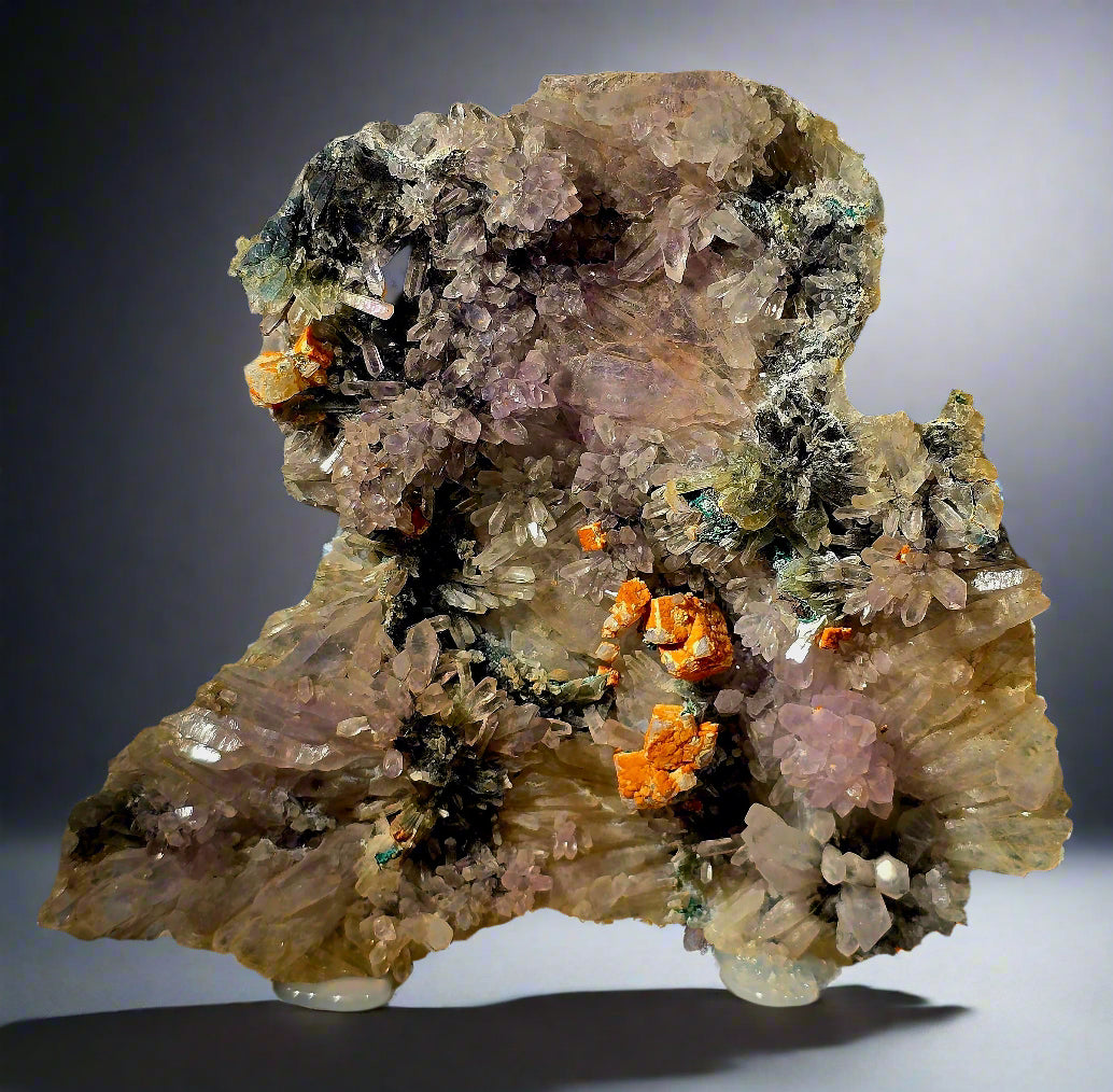 AMETHYST, CALCITE, QUARTZ, COPPER MINERALS (cabinet)