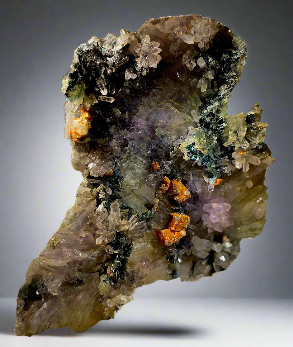 AMETHYST, CALCITE, QUARTZ, COPPER MINERALS (cabinet)