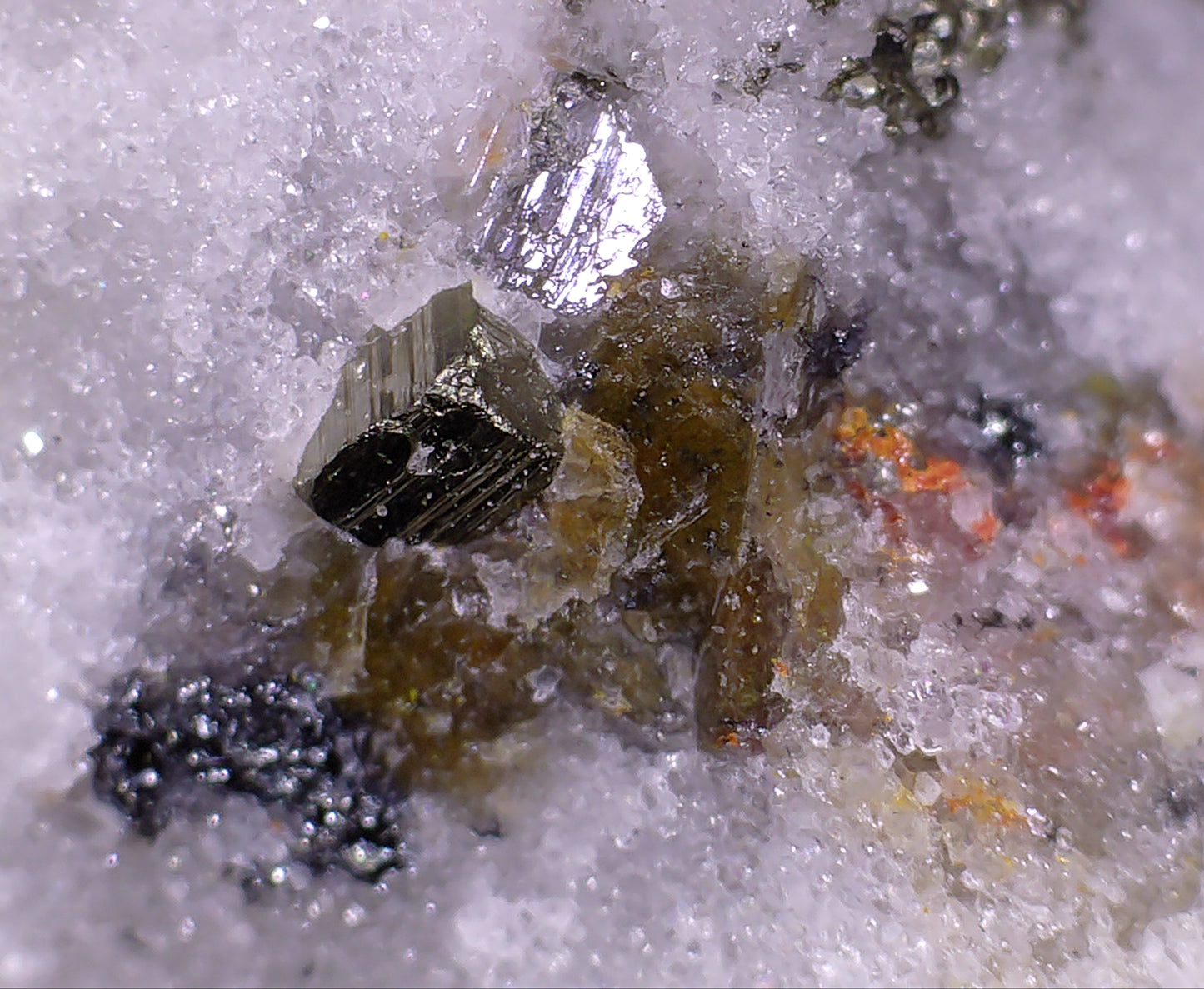 RATHITE, DUFRENOYSITE, REALGAR (miniature)