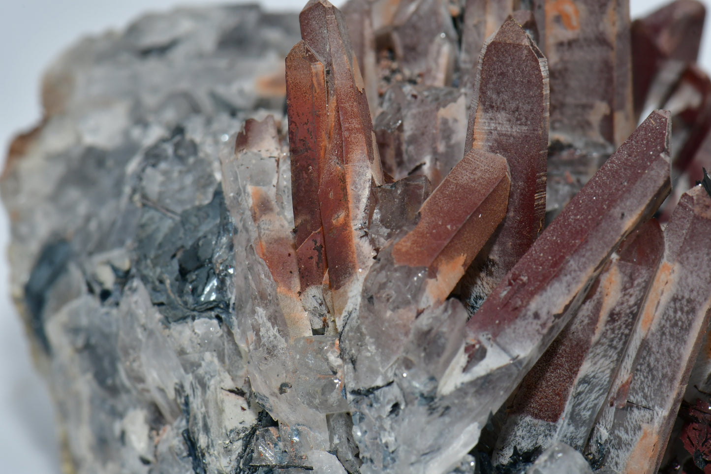 QUARTZ CLUSTER WITH HEMATITE and BIOTITE (cabinet)