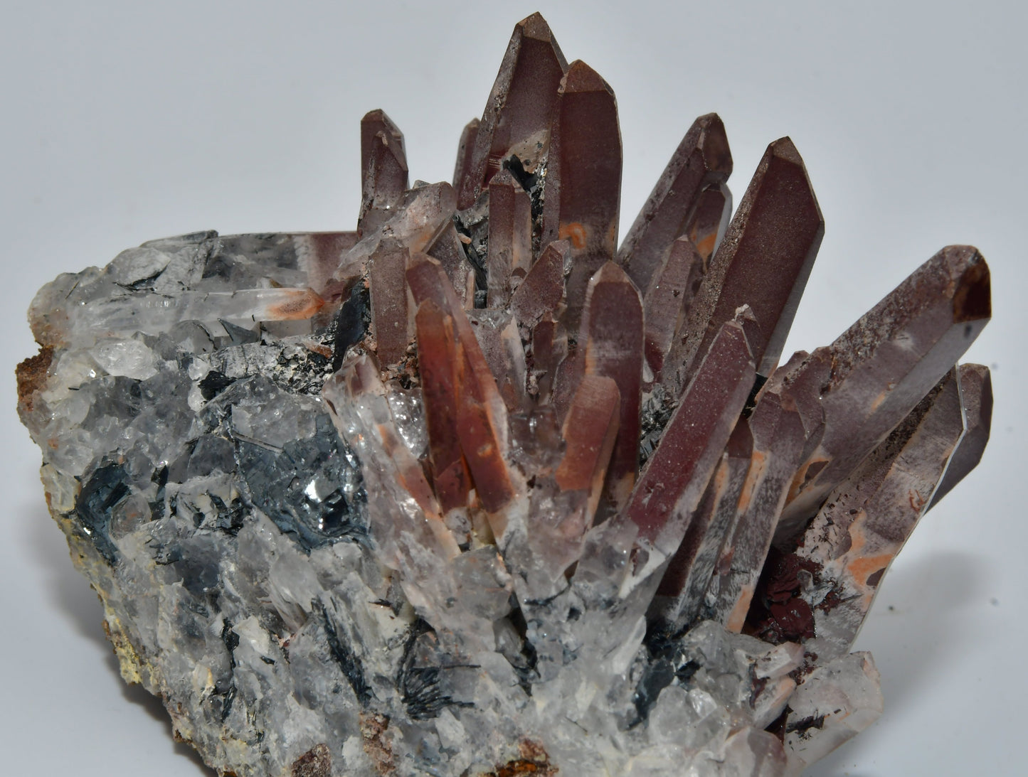 QUARTZ CLUSTER WITH HEMATITE and BIOTITE (cabinet)