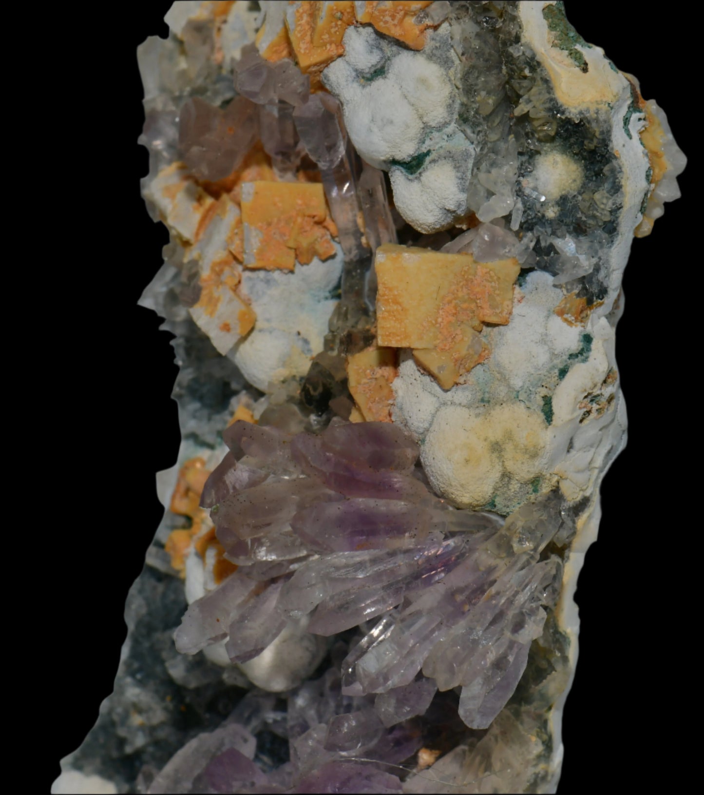 AMETHYST, CALCITE, QUARTZ, COPPER MINERALS (cabinet)
