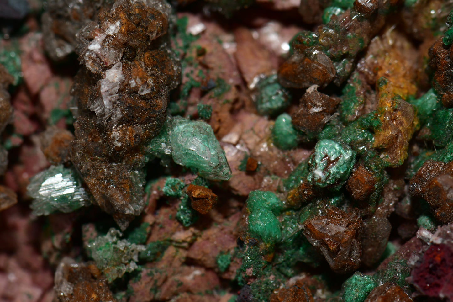 CHALCOPHYLLITE, MALACHITE, CUPRITE LARGE CABINET