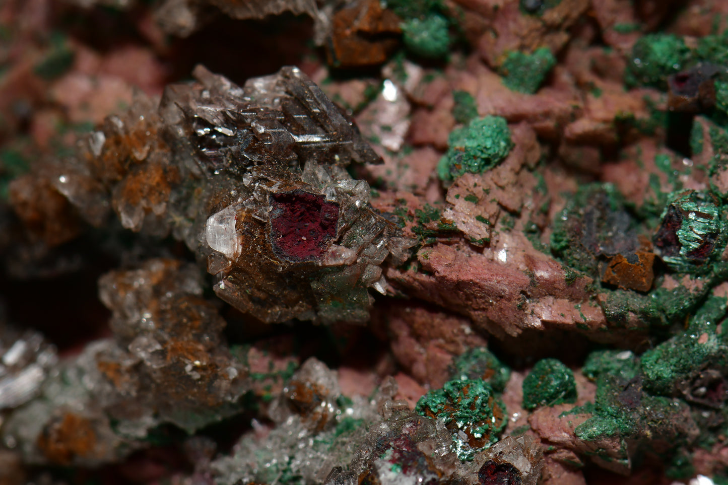 CHALCOPHYLLITE, MALACHITE, CUPRITE LARGE CABINET
