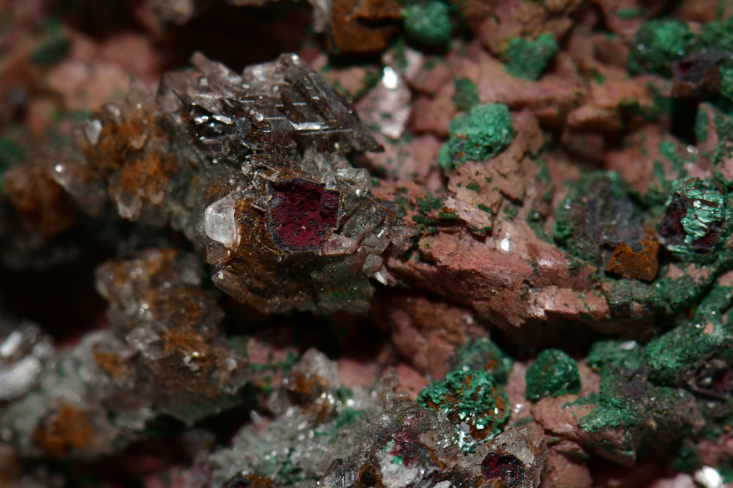 CHALCOPHYLLITE, MALACHITE, CUPRITE LARGE CABINET