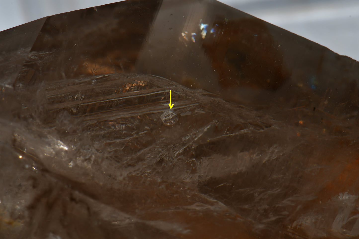 QUARTZ var SMOKEY QUARTZ WITH WATER AND GAS INCLUSIONS, RUTILE INCLUSIONS (large cabinet)