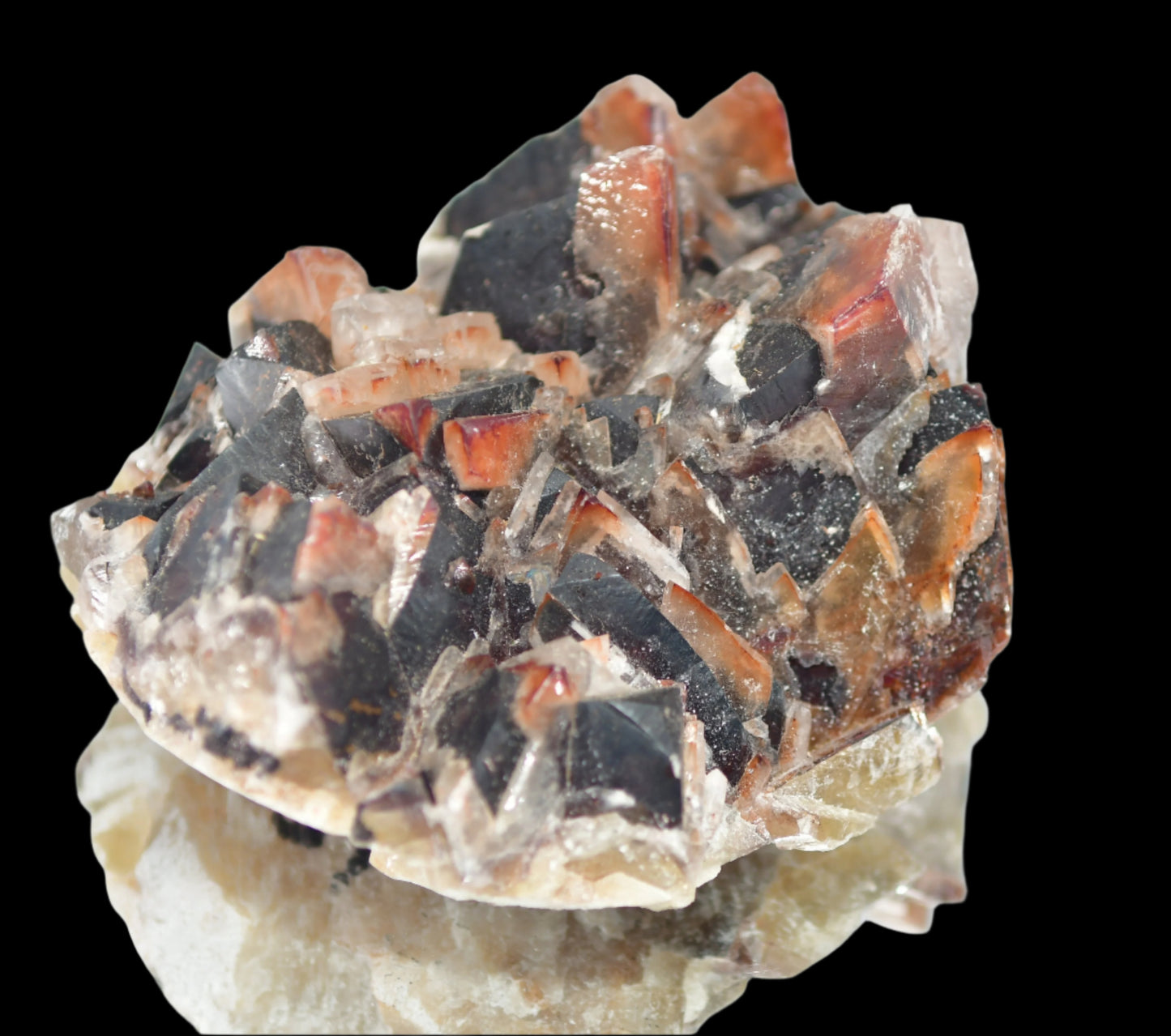 RED HEMATITE PHANTOM FLUORITE OVER DARK REDDISH FLUORITE