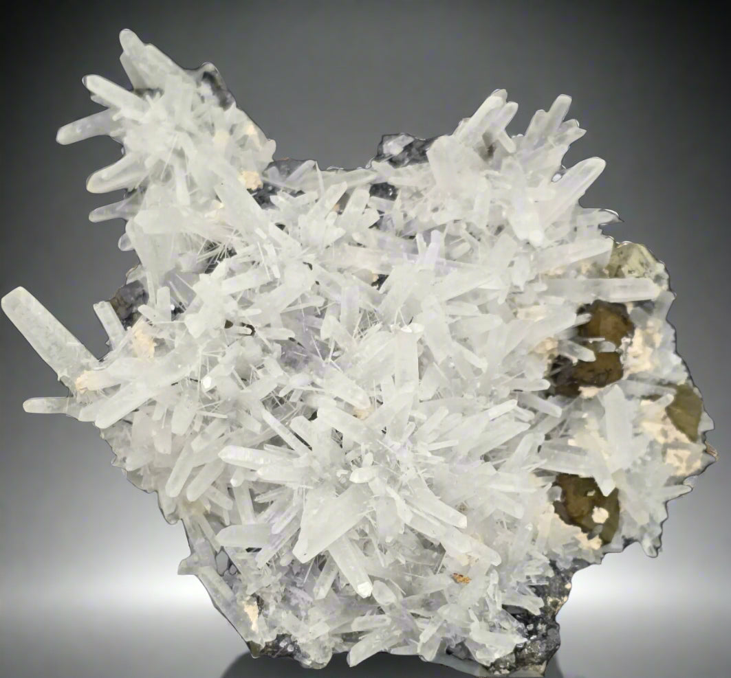 CHALCOPYRITE with QUARTZ and MANGANO CALCITE  (small cabinet)