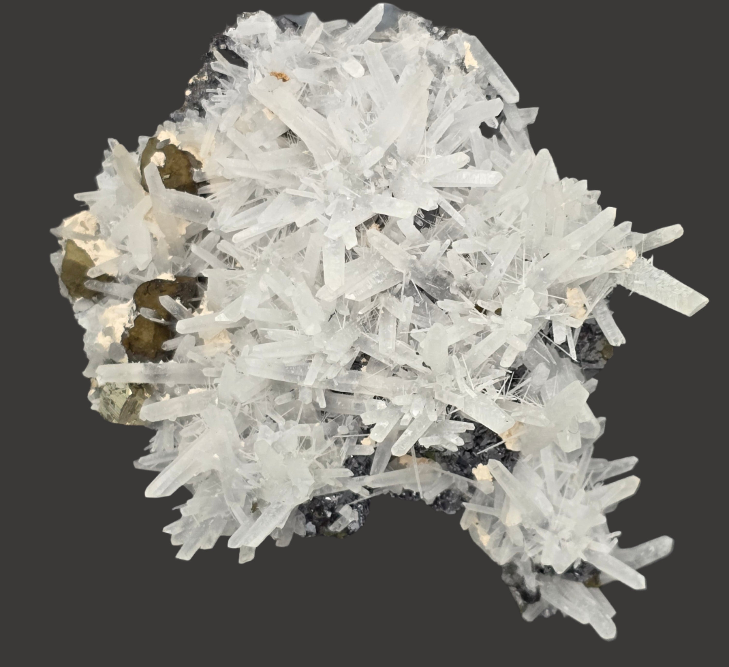 CHALCOPYRITE with QUARTZ and MANGANO CALCITE  (small cabinet)