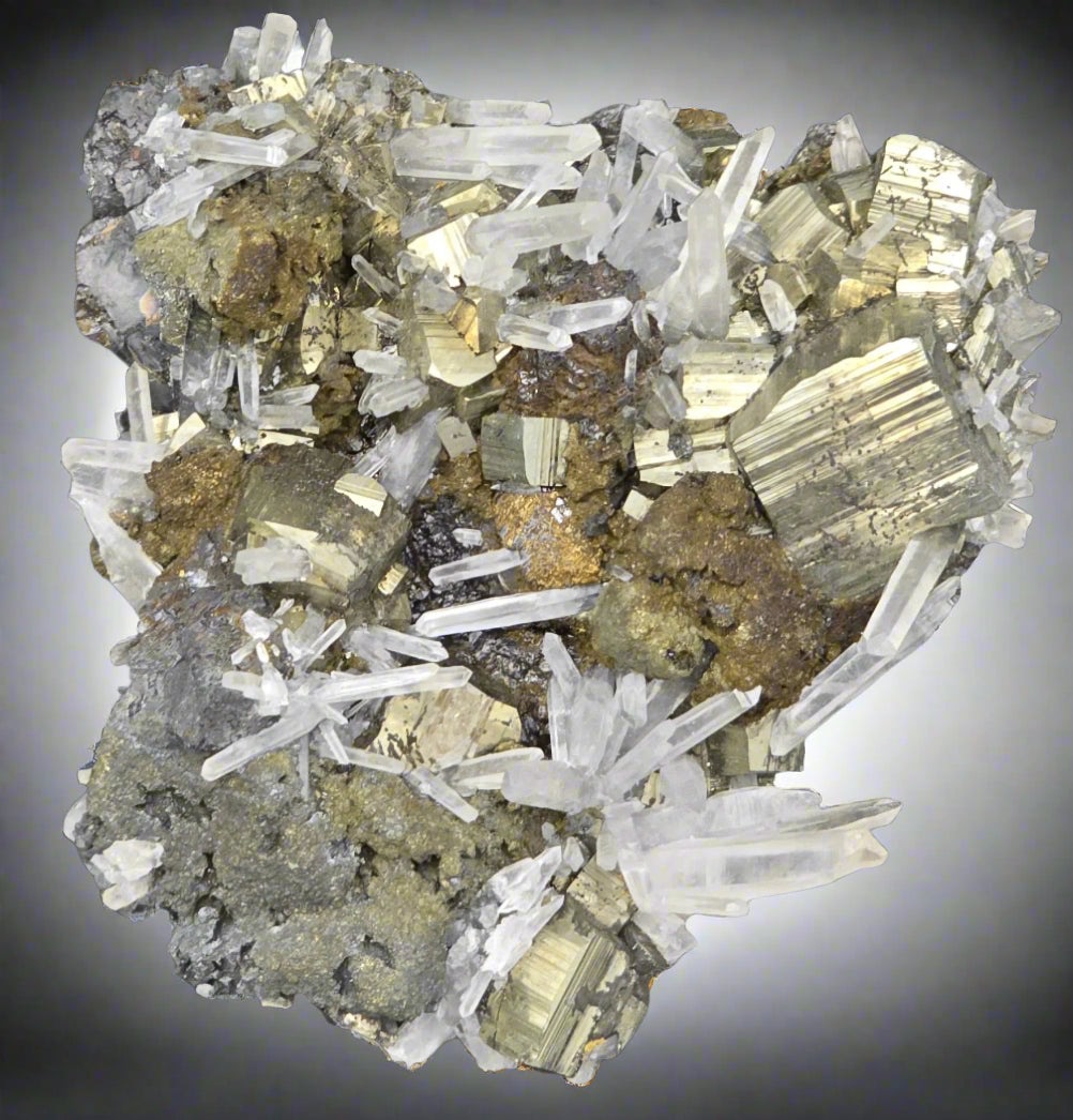 CHALCOPYRITE, PYRITE, SPHALERITE with QUARTZ  (small cabinet)