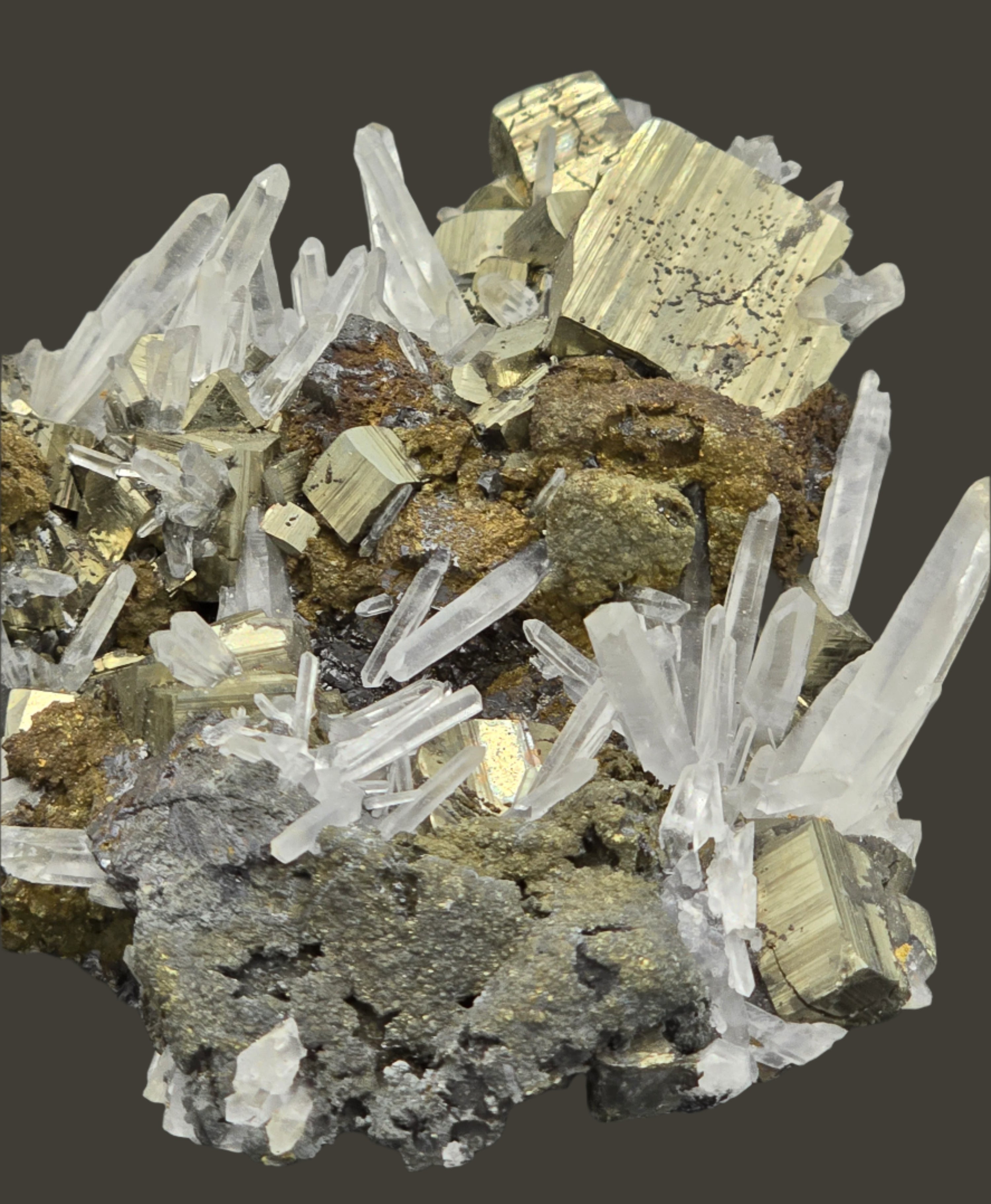 CHALCOPYRITE, PYRITE, SPHALERITE with QUARTZ  (small cabinet)
