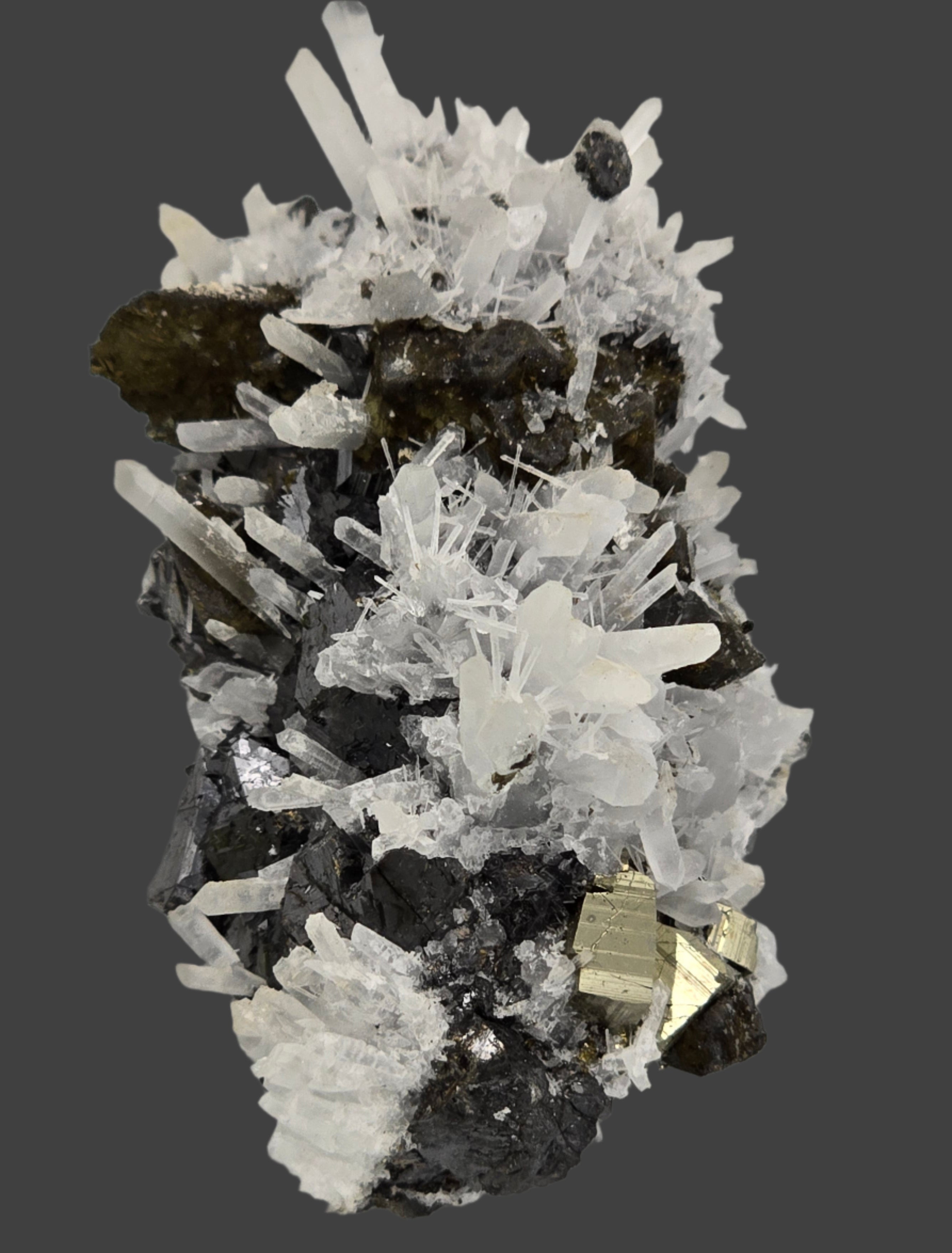 CHALCOPYRITE, SPHALERITE, PYRITE, QUARTZ  SMALL CABINET