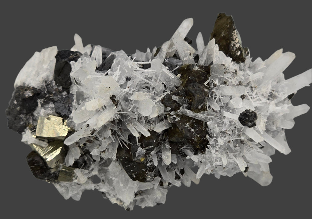CHALCOPYRITE, SPHALERITE, PYRITE, QUARTZ  SMALL CABINET