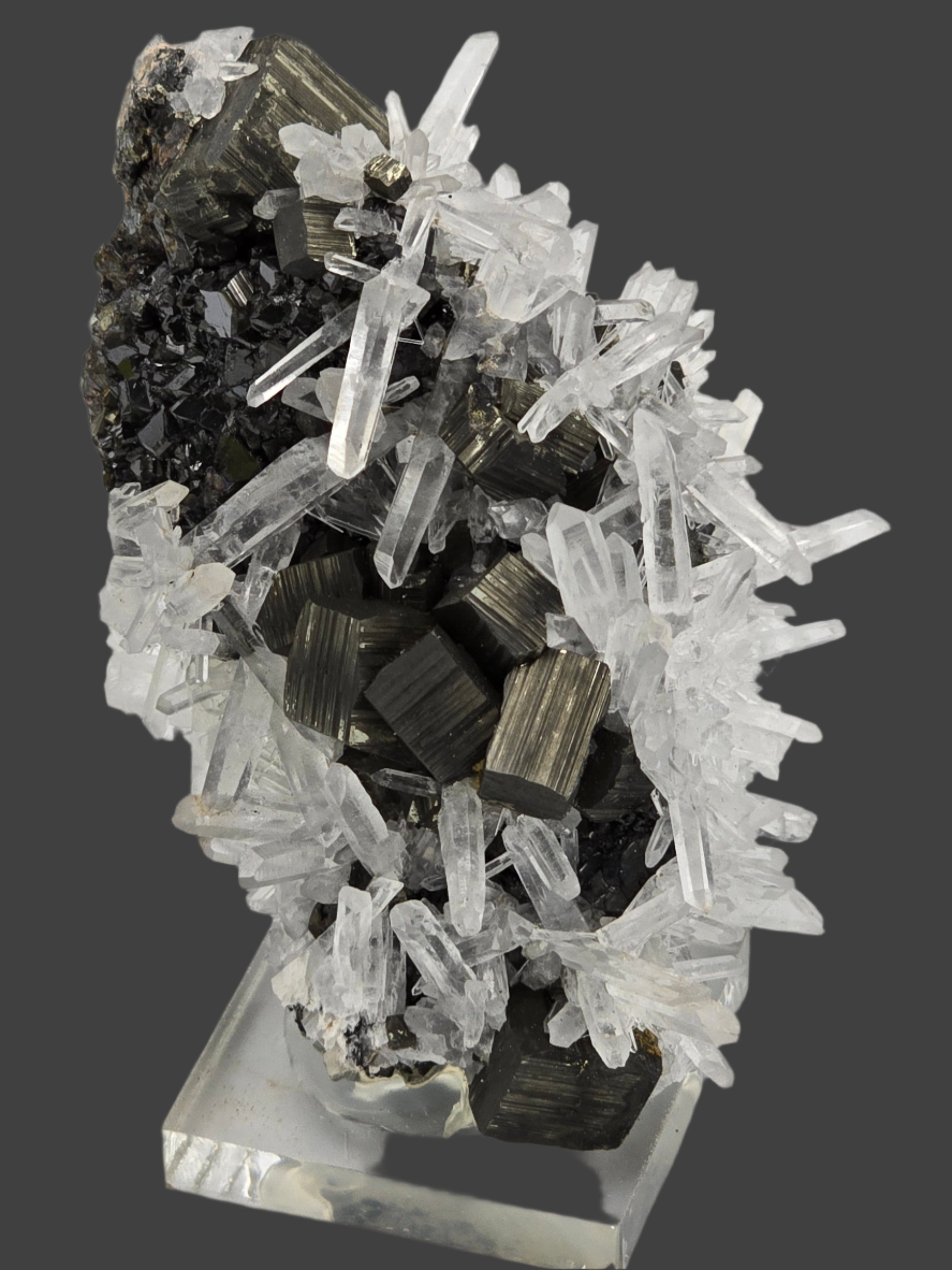 CHALCOPYRITE, PYRITE, SPHALERITE with QUARTZ  (miniature)