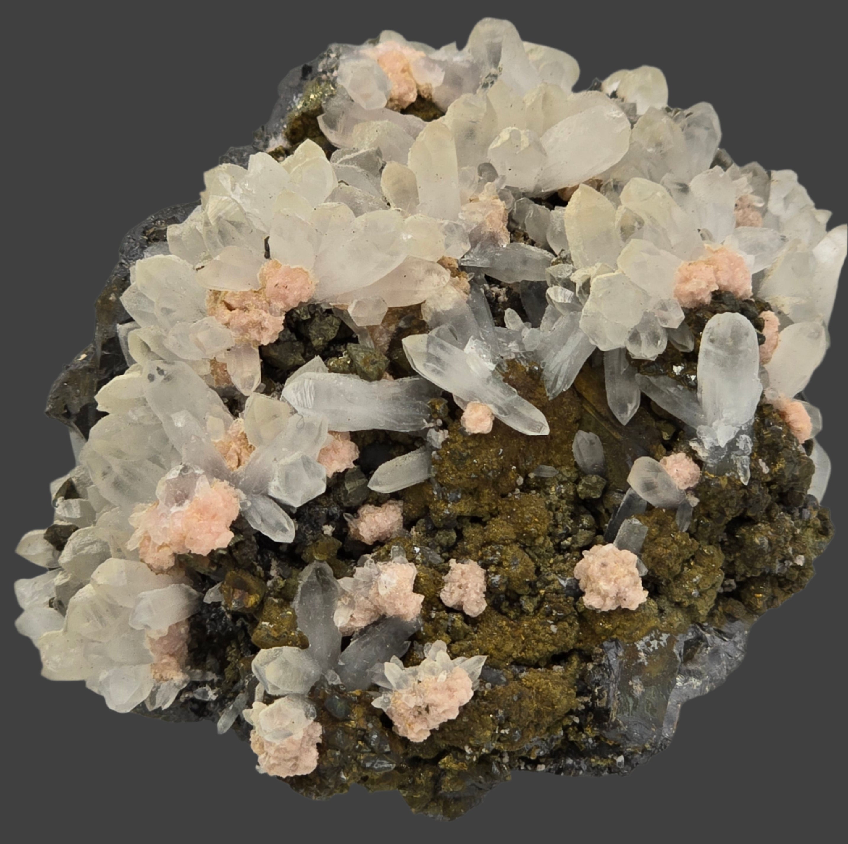 RHODOCHROSITE, CHALCOPYRITE, QUARTZ, SPHALERITE  CABINET