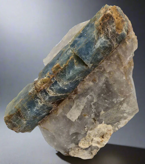 Blue kyanite crystal on matrix, natural mineral specimen for collectors