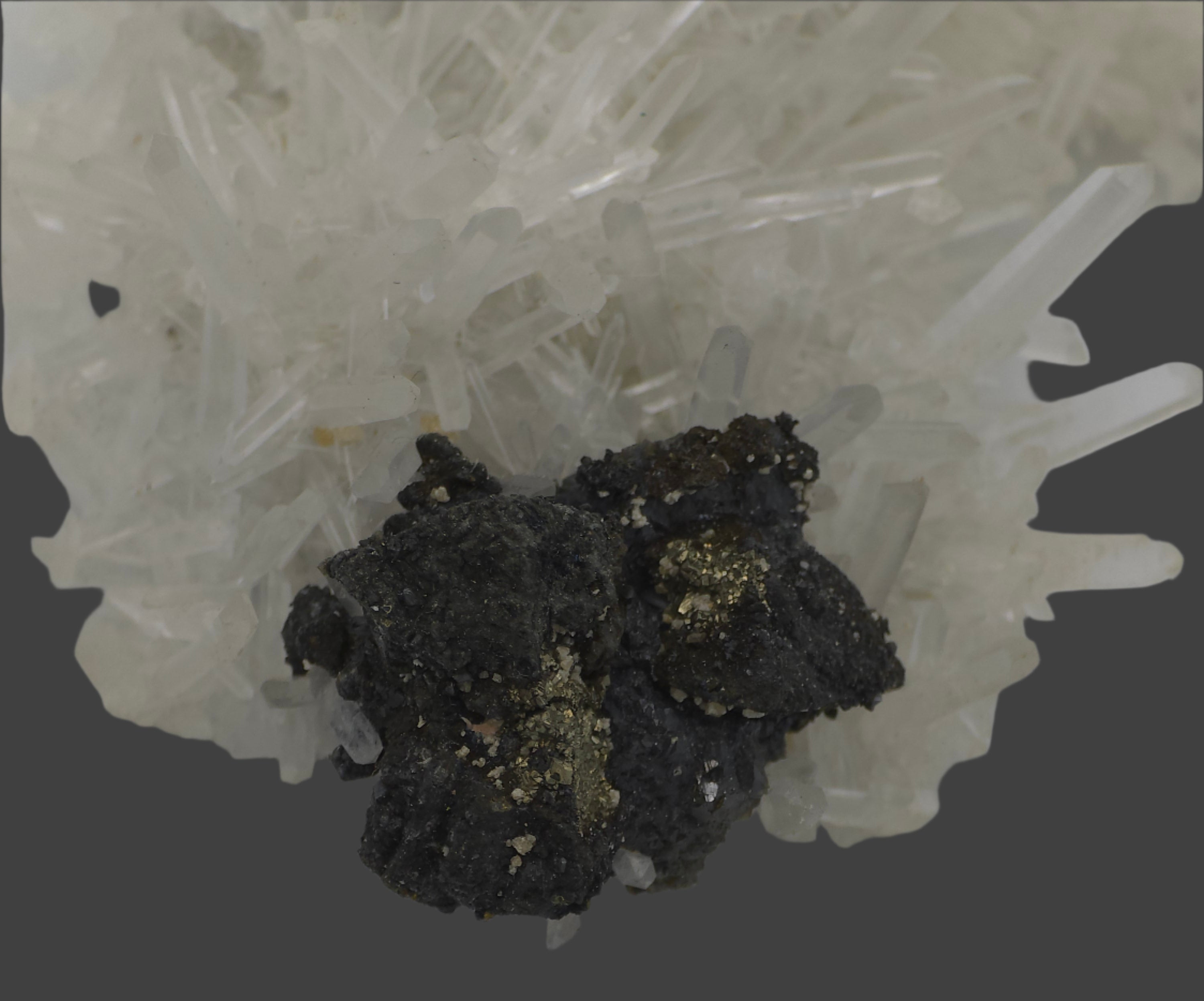 CHALCOPYRITE, QUARTZ   SMALL CABINET