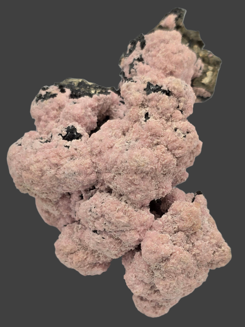 RHODOCHROSITE, CHALCOPYRITE, PYRITE  (cabinet)