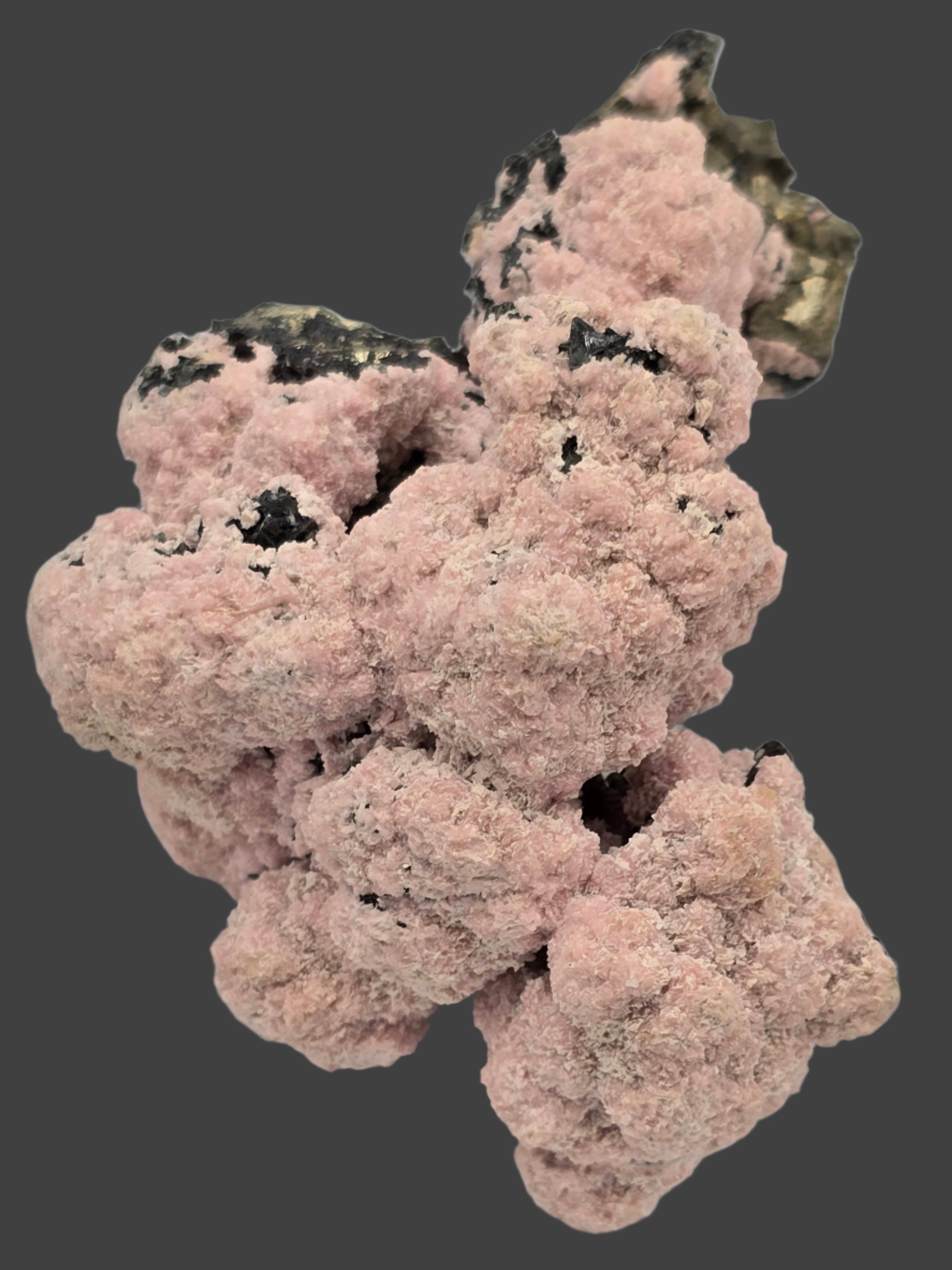 RHODOCHROSITE, CHALCOPYRITE, PYRITE  (cabinet)