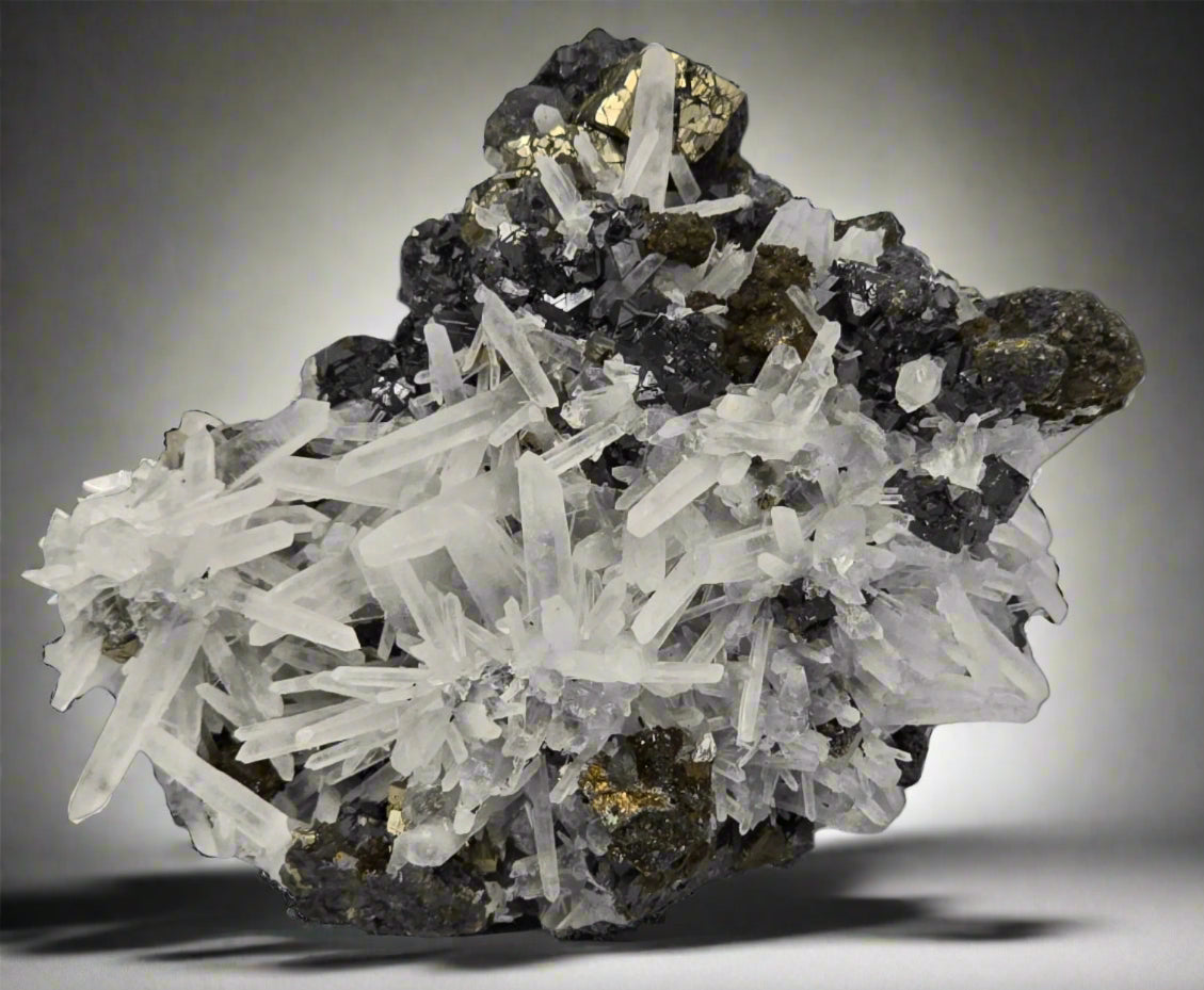 CHALCOPYRITE, PYRITE, SPHALERITE with QUARTZ (cabinet)