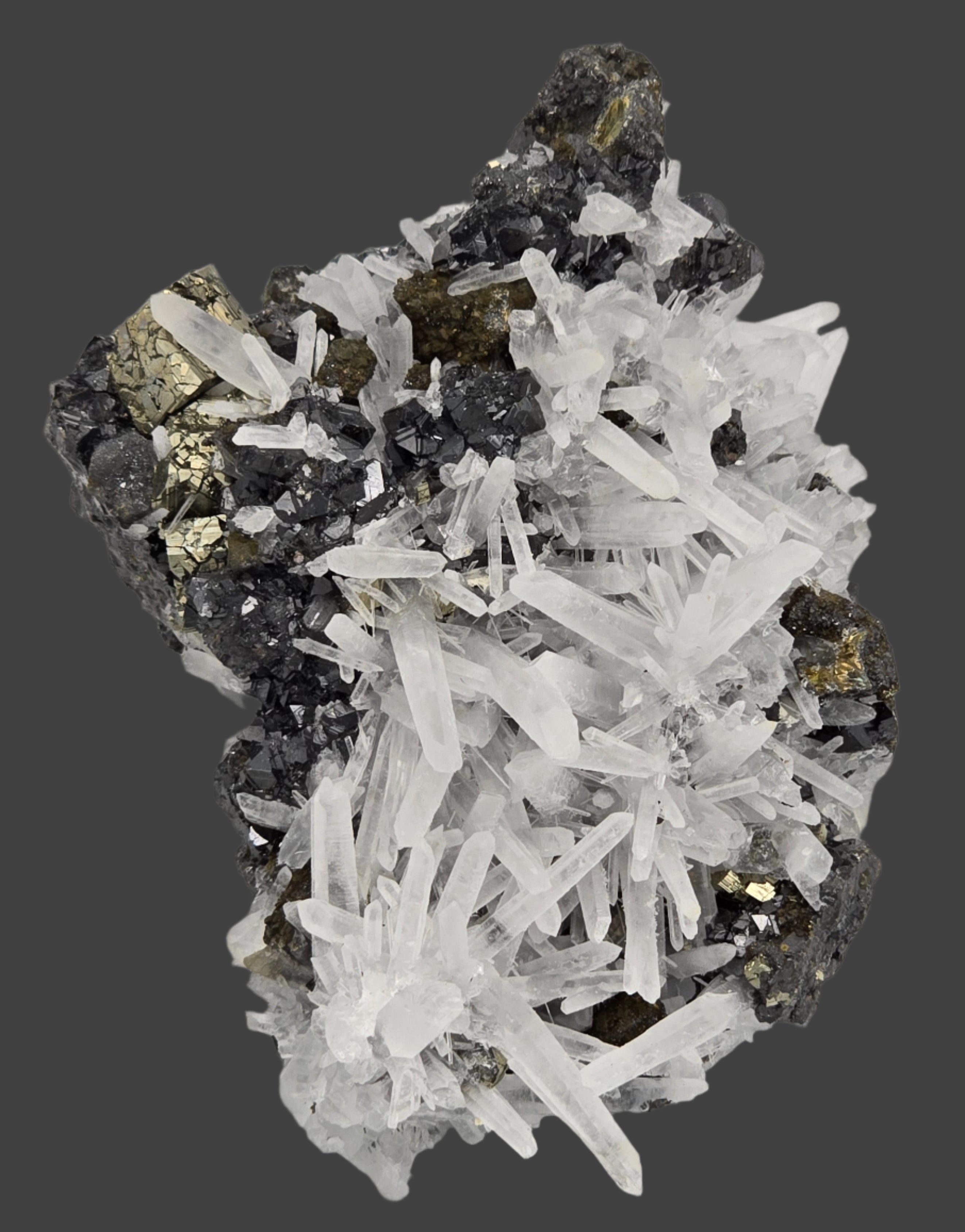 CHALCOPYRITE, PYRITE, SPHALERITE with QUARTZ (cabinet)