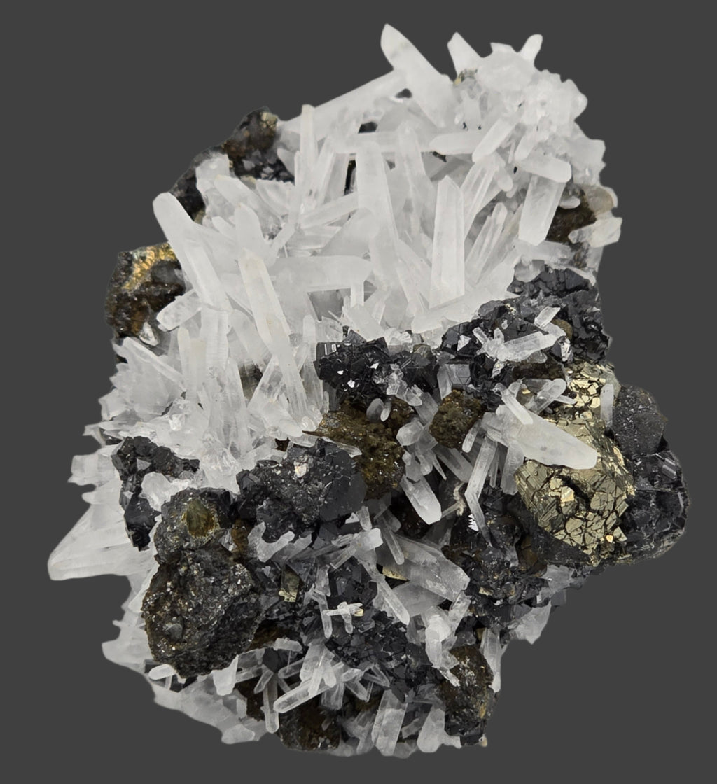 CHALCOPYRITE, PYRITE, SPHALERITE with QUARTZ (cabinet)