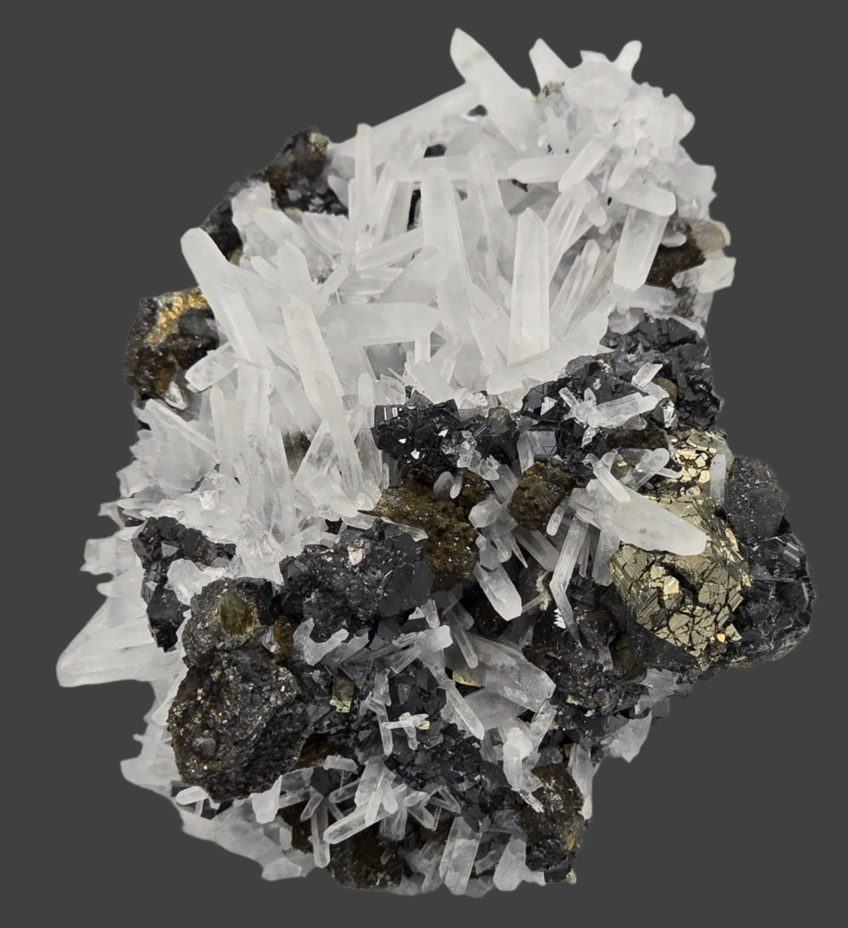 CHALCOPYRITE, PYRITE, SPHALERITE with QUARTZ (cabinet)