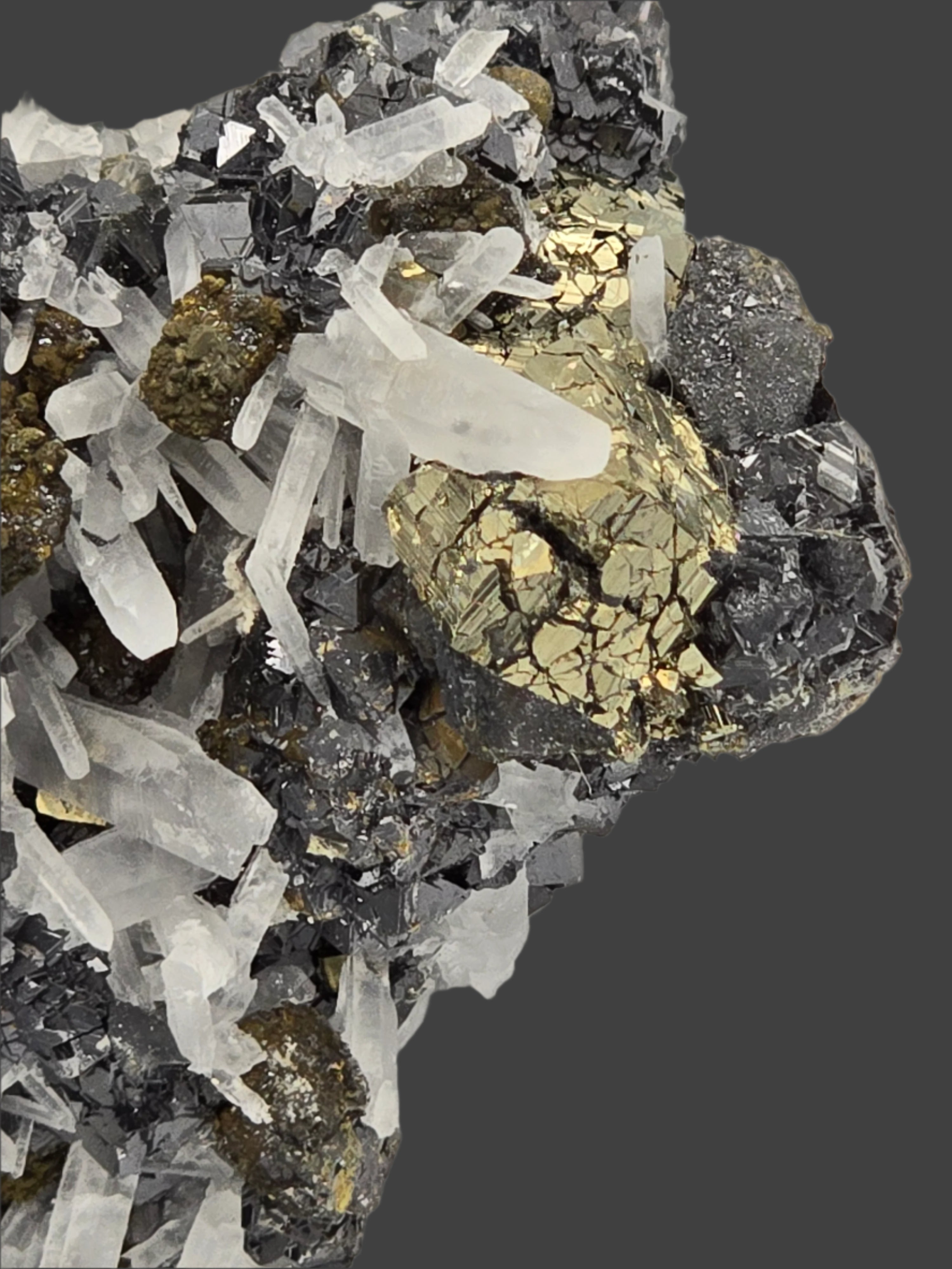 CHALCOPYRITE, PYRITE, SPHALERITE with QUARTZ (cabinet)