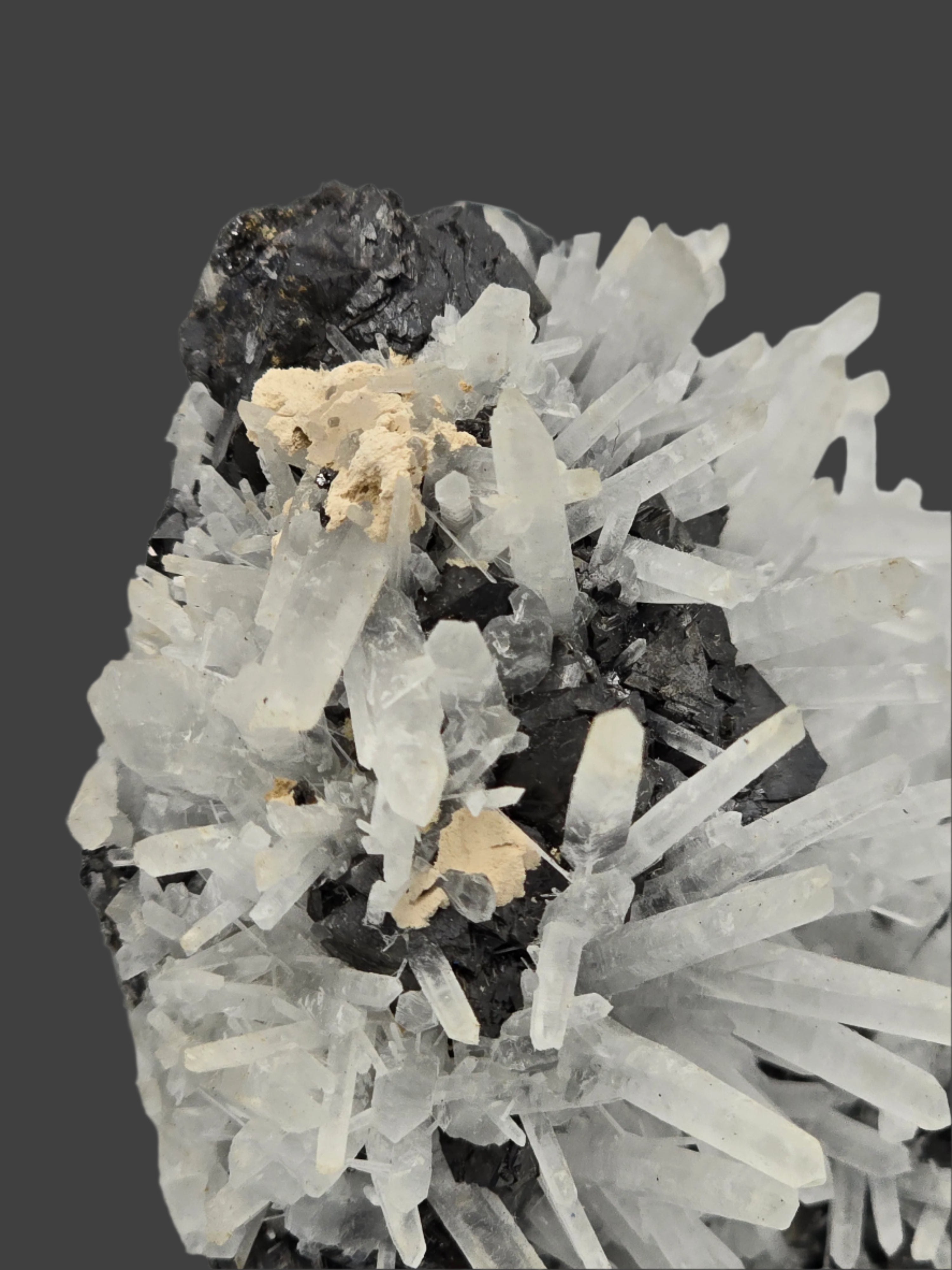 SPHALERITE, MANGANO CALCITE with QUARTZ and PYRITE (cabinet)