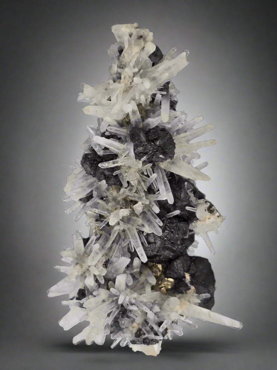 QUARTZ with SPHALERITE, CHALCOPYRITE, PYRITE and MANGANOCALCITE (cabinet)
