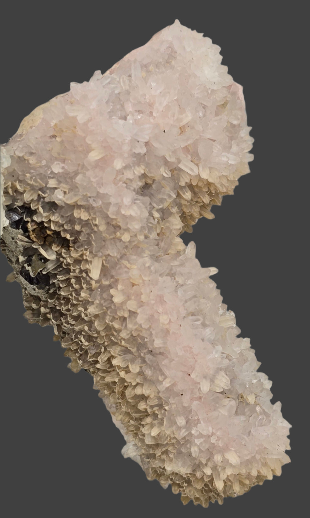 RHODOCHROSITE with QUARTZ and CHALCOPYRITE small cabinet