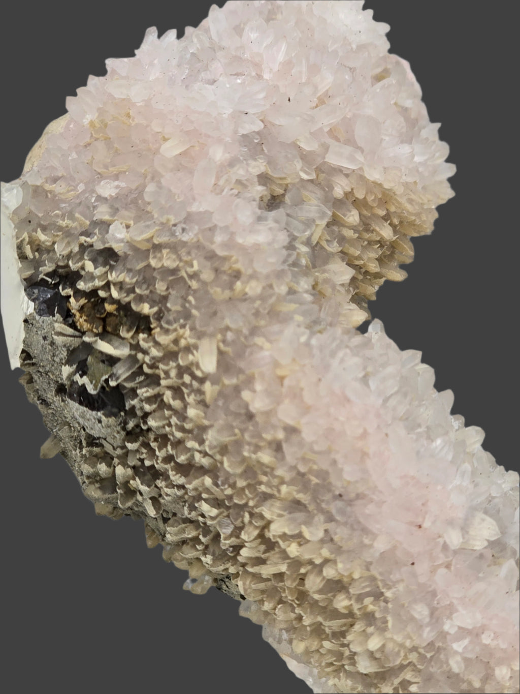 RHODOCHROSITE with QUARTZ and CHALCOPYRITE small cabinet