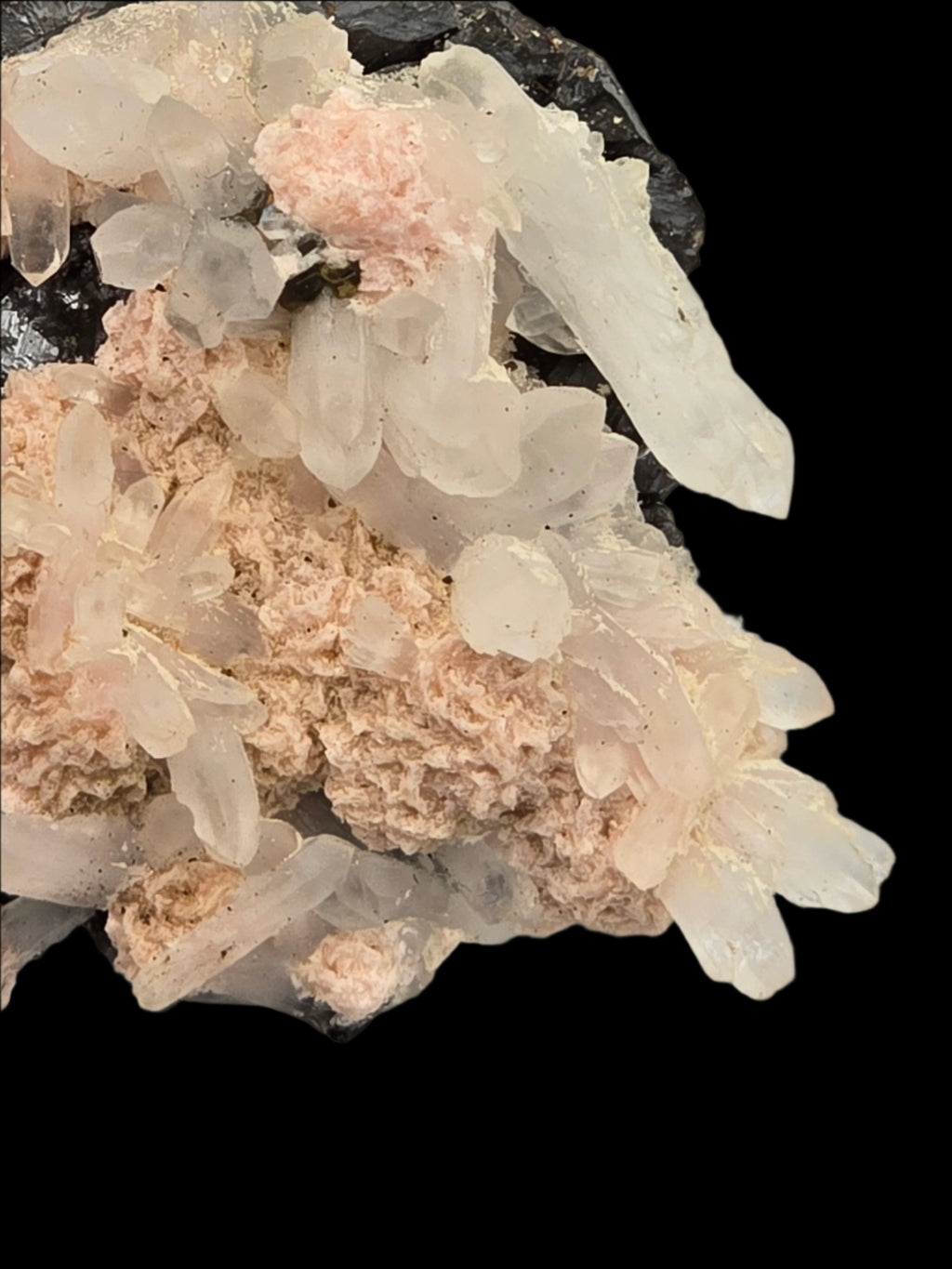 RHODOCHROSITE, CHALCOPYRITE, QUARTZ, SPHALERITE (small cabinet)