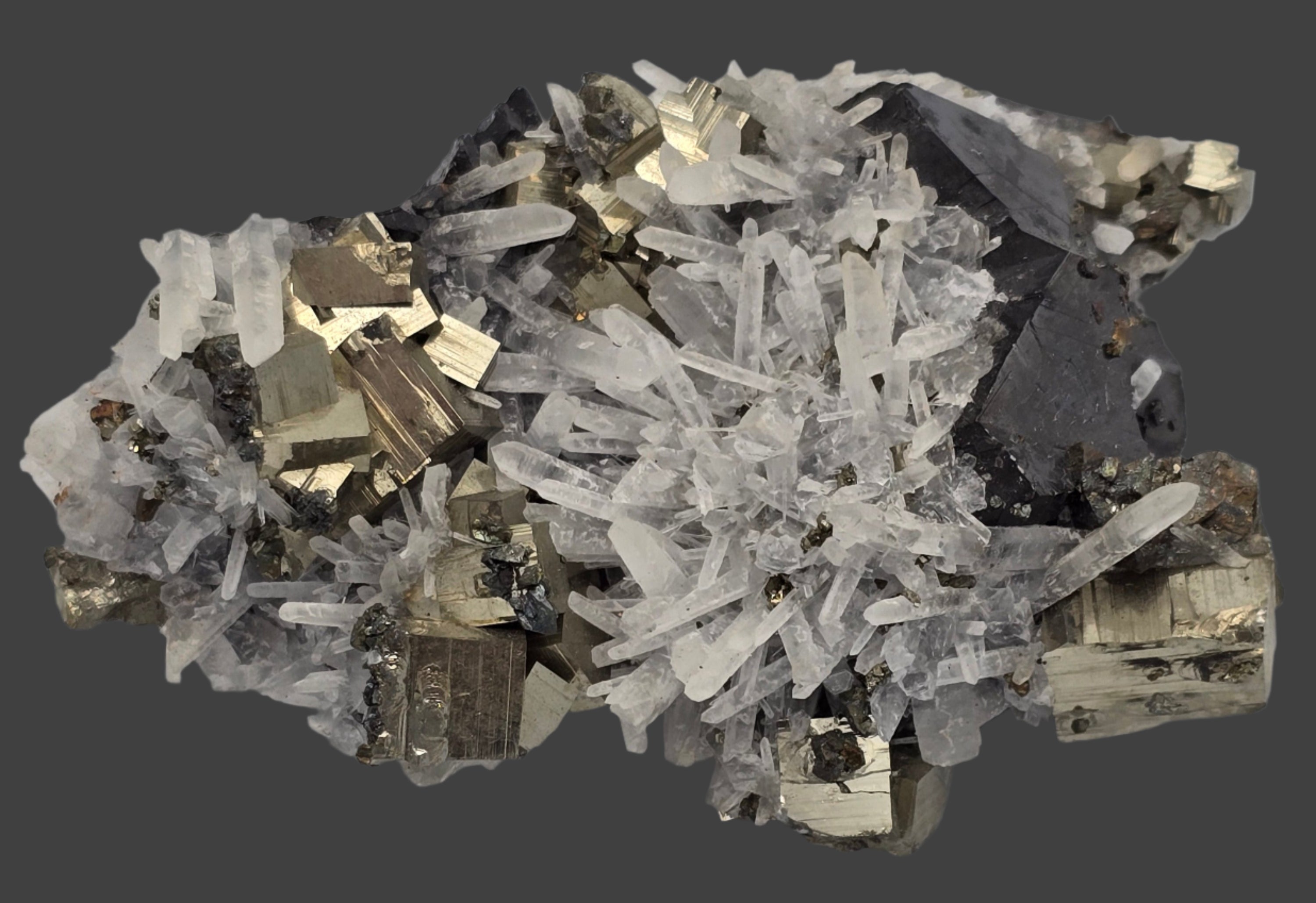 PYRITE, GALENA, QUARTZ (small cabinet)