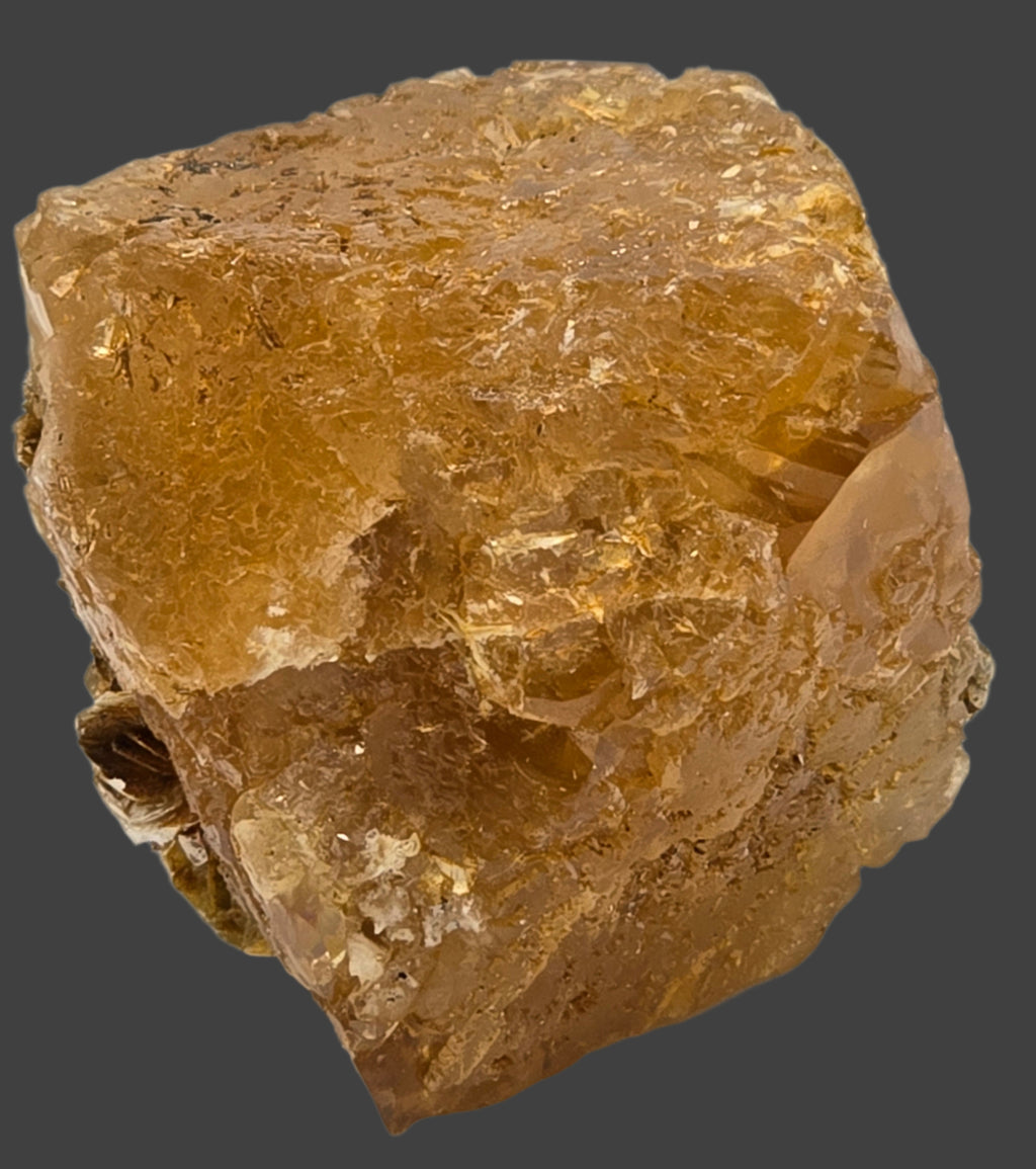SCHEELITE (single crystal) with MUSCOVITE (small cabinet)