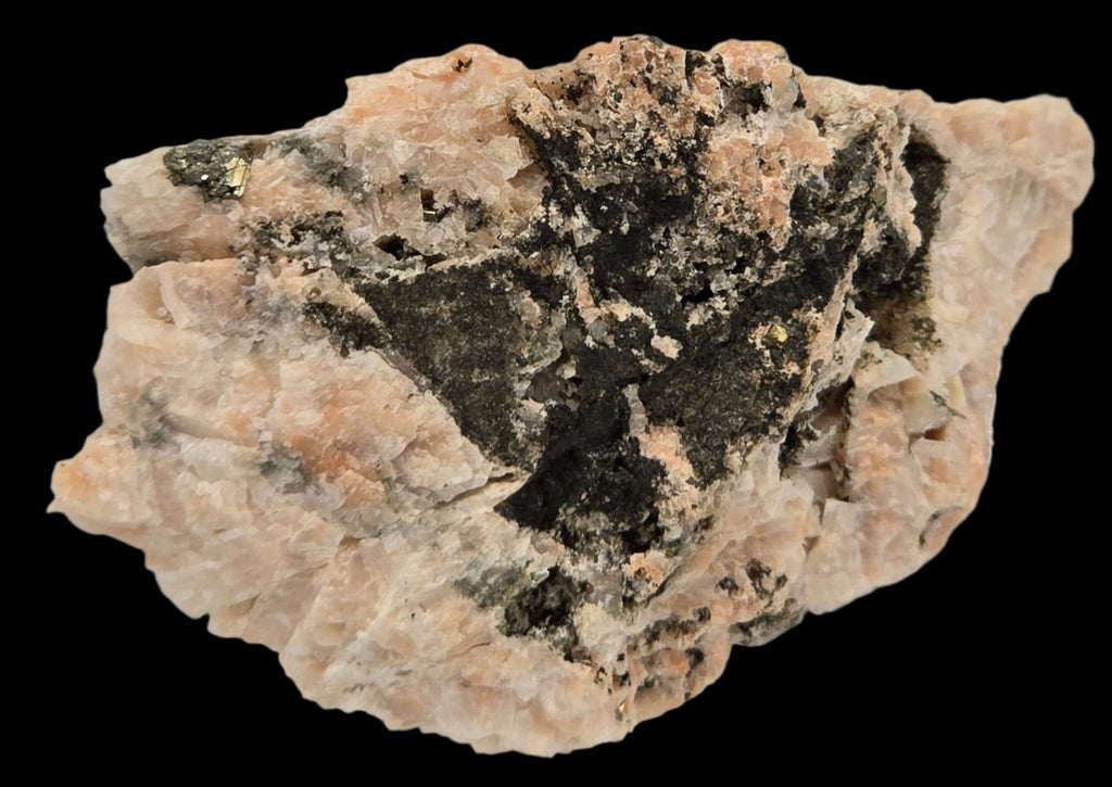 GOLD WIRES ON FELDSPAR PEGMATITE, VERY RARE (but also FOOLS GOLD on this specimen) (miniature)