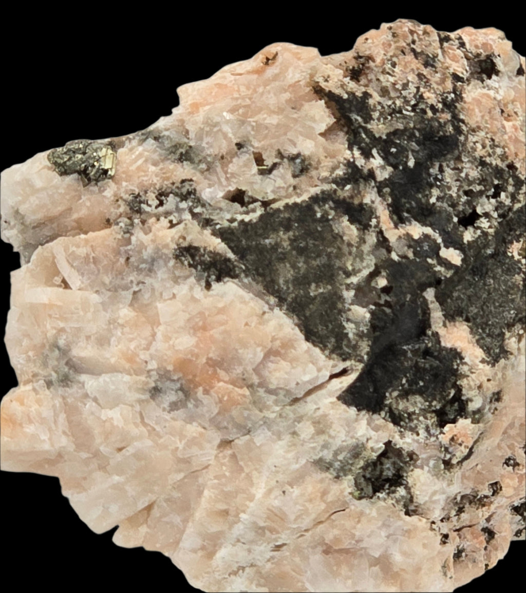 GOLD WIRES ON FELDSPAR PEGMATITE, VERY RARE (but also FOOLS GOLD on this specimen) (miniature)
