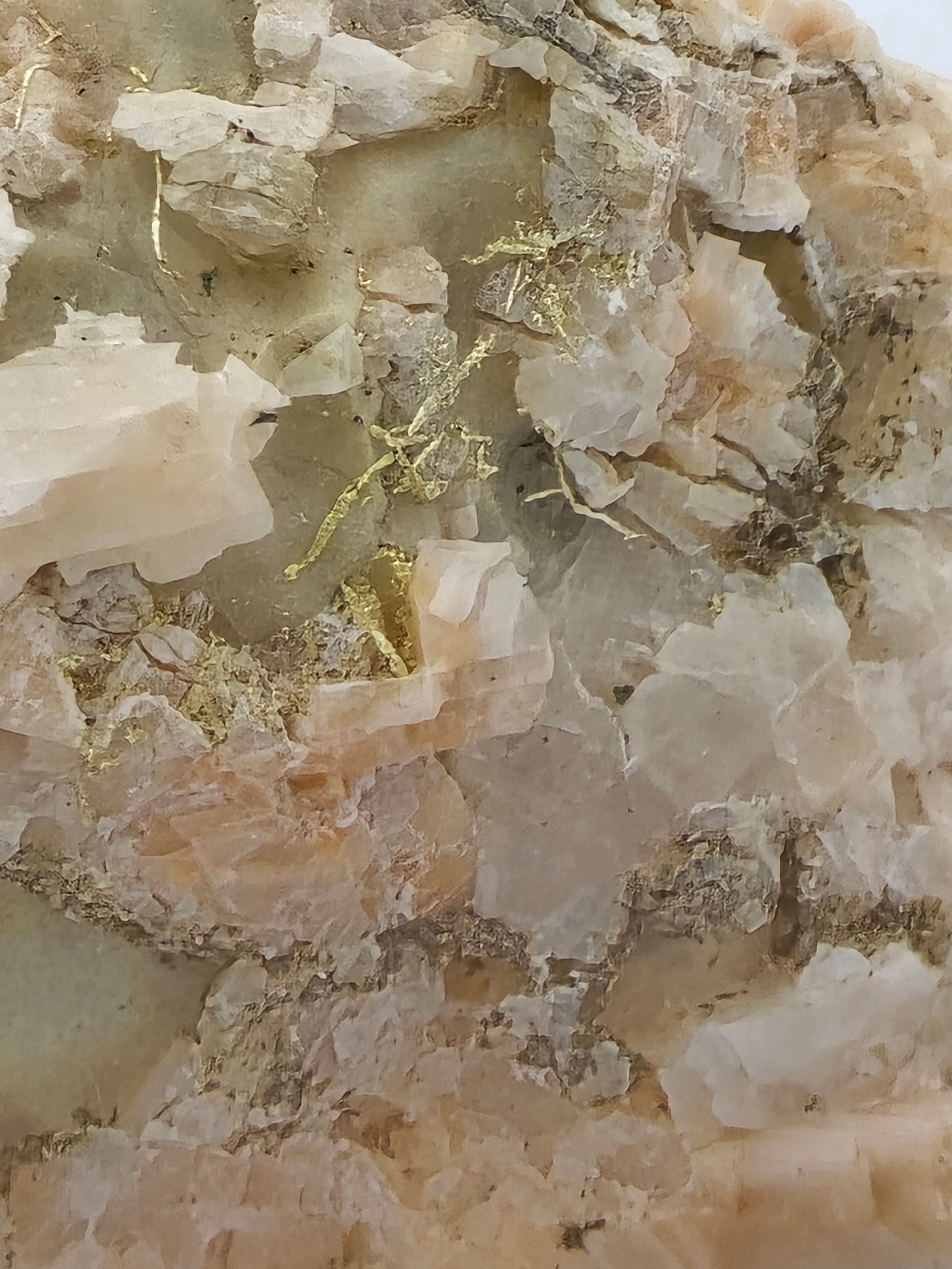 GOLD WIRES ON FELDSPAR PEGMATITE, VERY RARE (but also FOOLS GOLD on this specimen) (miniature)